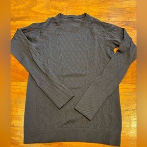 Lululemon Women Midnight Navy Blue Cable Thumbhole Rest Less Pullover Shirt 6